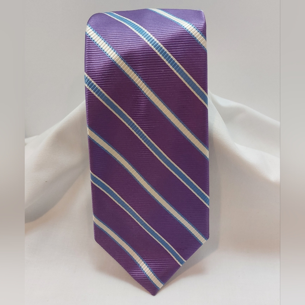 JOS.A.BANK 100% Silk Hand‎ Sewn Repp Tie Lavender Purple Necktie 60”x 4"
